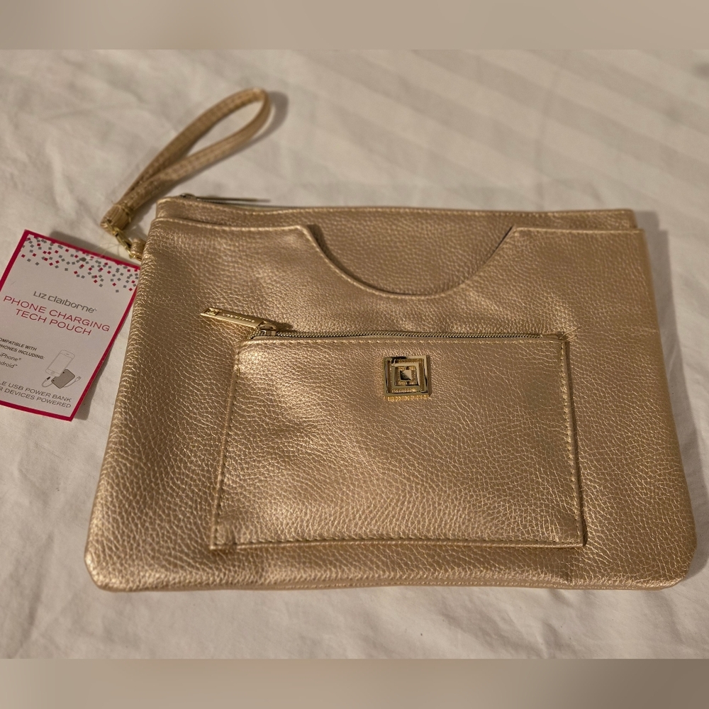NWT Liz Claiborne Large Clutch - Gold